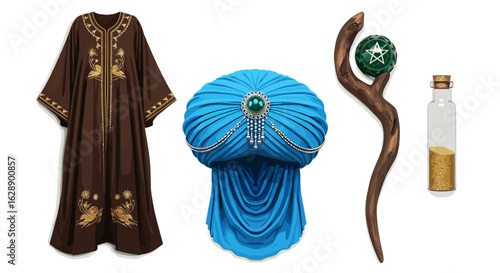 Arabian Nights Still Life: Costume and Magical Items Arrangement