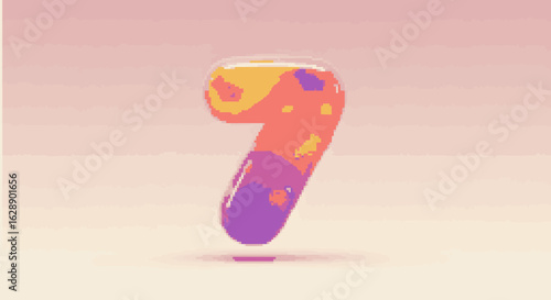 Colorful 3D number nine with a glossy balloon texture. Playful abstract numeral graphic for creative design projects.