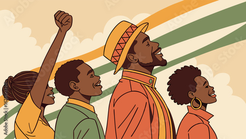 Joyful African People Celebrating Unity.