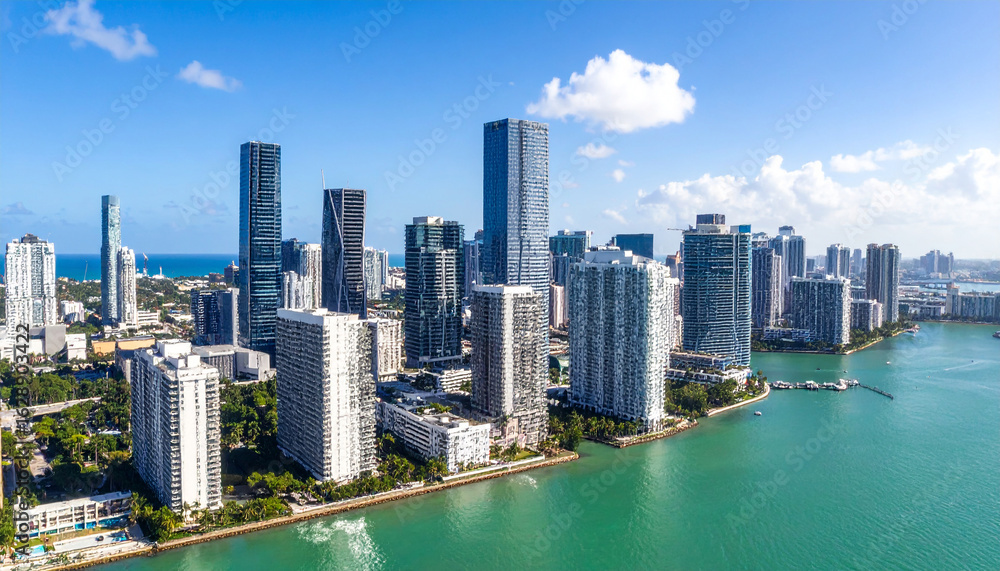 Fototapeta premium Modern Miami Architecture and Coastline from Above