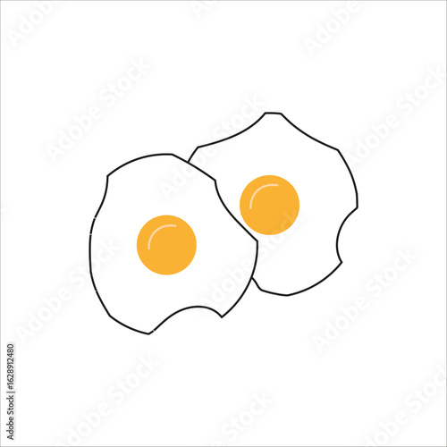 Fried eggs icon. Breakfast food symbol. Two yolks illustration. Morning Vector meal.