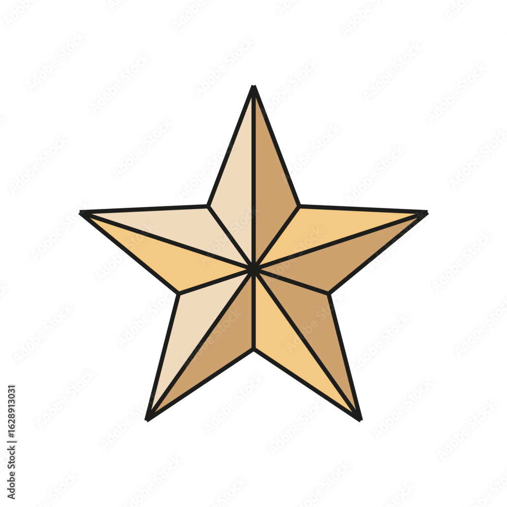 Obraz premium Five pointed star icon. Golden polygon shape. Festive decoration vector. Award glory symbol.