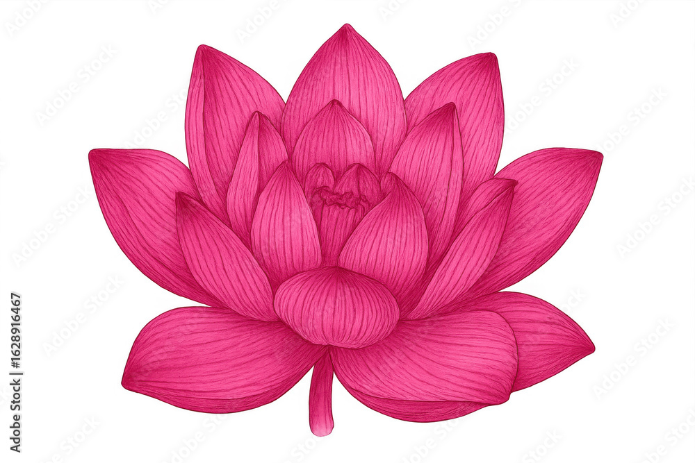 Naklejka premium Delicate pink lotus blossom opening, transparent backdrop highlighting graceful petals, symbolizing purity and spiritual awakening