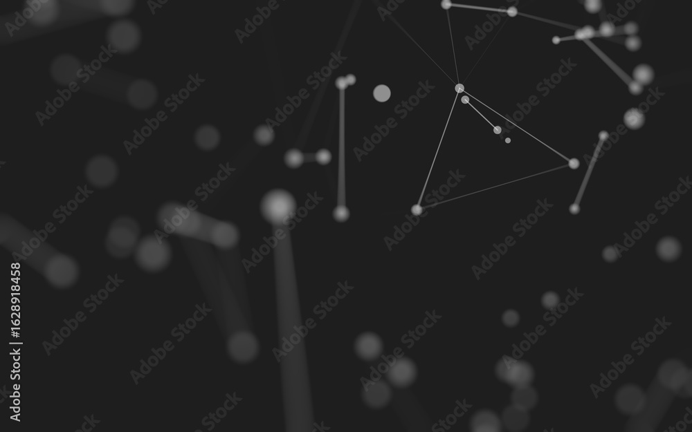 Fototapeta premium Abstract background. Molecules technology with polygonal shapes, connecting dots and lines. Connection structure. Big data visualization.