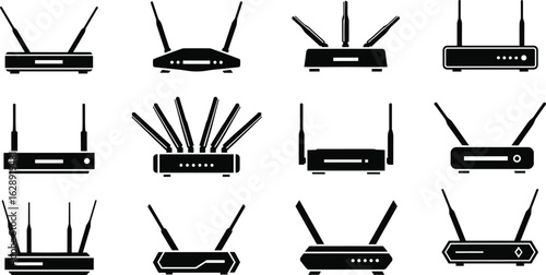  router, wireless, network, signal, antenna, black, vector, silhouette, design, CAD, minimal, technology, icon, internet, router icon, wireless vector, network design, antenna silhouette, minimal tech