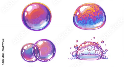Colorful soap bubble illustrations