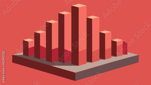 A modern sculpture featuring a series of rectangular blocks in varying sizes and angles representing the varying frequencies and volumes of a songs Vector illustration