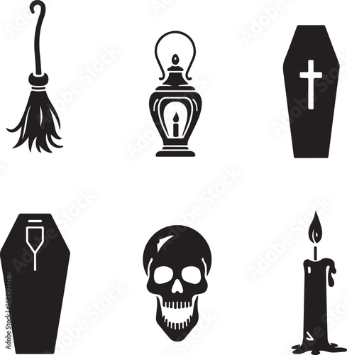 Spooky Halloween icons offer frightful fun for your designs