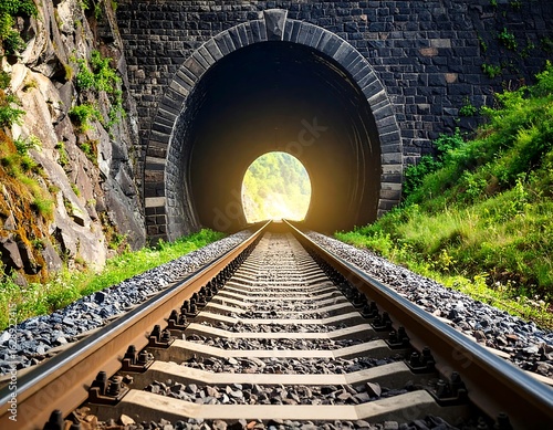 Tunnel to sunlight, rail tracks