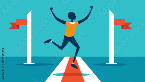 A finish line with a runner crossing symbolizing the determination and perseverance it takes to reach each milestone in recovery..