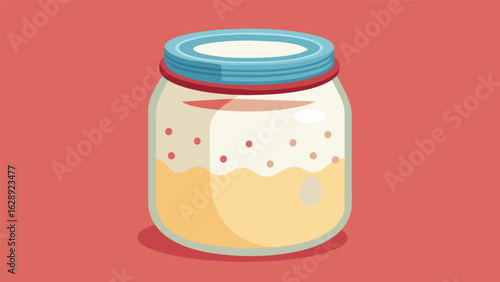 A jar of homemade yogurt fermenting for hours to create a tangy and creamy treat..