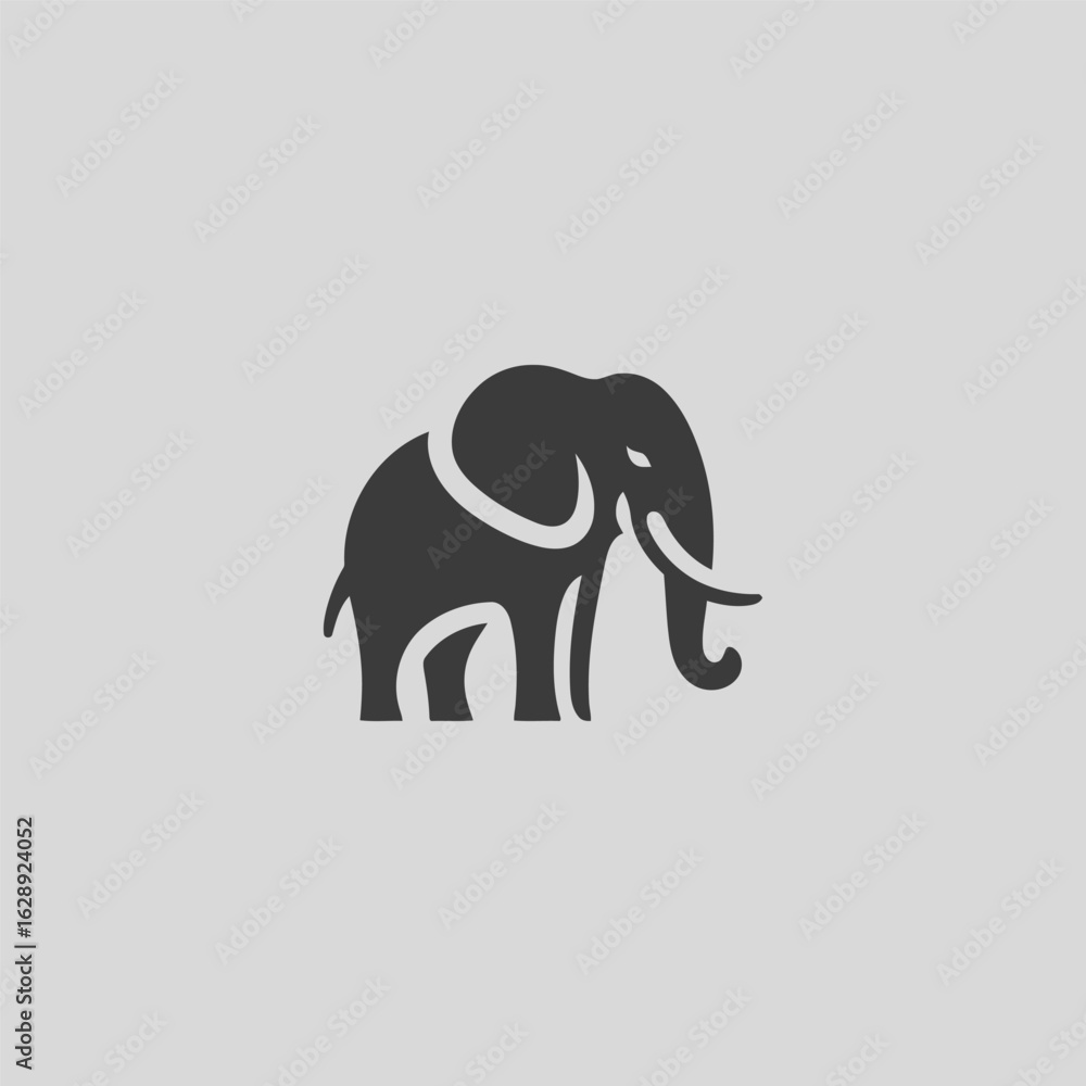 Obraz premium Elephant logo in clean and strong minimalist silhouette design.