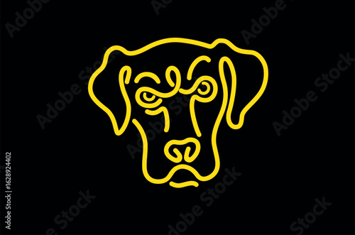 Line Art of Labrador Dog Head with Doubtful Look 
