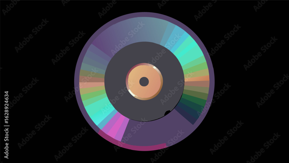 A holographic vinyl record that can be played in multiple dimensions creating a surround sound effect for the listener. Vector illustration A holographic vinyl record that can be played in multiple dimensions creating a surround sound effect for the listener. Vector illustration