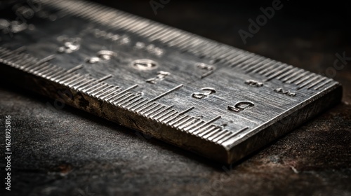 Close-up of metal ruler