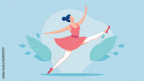 A balletinspired routine where participants focus on graceful and fluid movements that promote relaxation and mindfulness.. Vector illustration