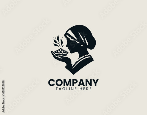 Stylized portrait of a baker woman smelling a freshly baked homemade pie. Food and Cooking concept