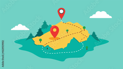 A drawing of a map with a route marked signifying the goal of traveling and backpacking solo to gain independence and confidence..