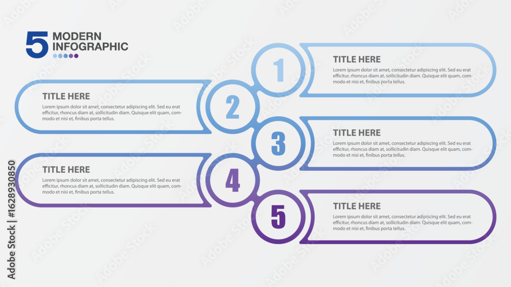 Fototapeta premium Basic infographic design 5 options or steps. Infographics business concept.
