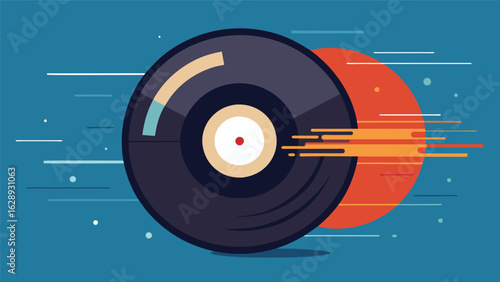 A blur of movement and stillness the vinyl record freeze frame captures the energy of music in physical form. Vector illustration