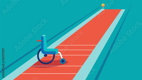 A dedicated section of the soft track is specifically designated for individuals with mobility challenges making it accessible for all.. Vector illustration