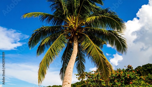 Wallpaper Mural Tropical palm tree against a vibrant blue sky Torontodigital.ca