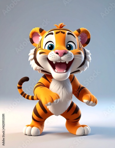 Smiling cartoon tiger
