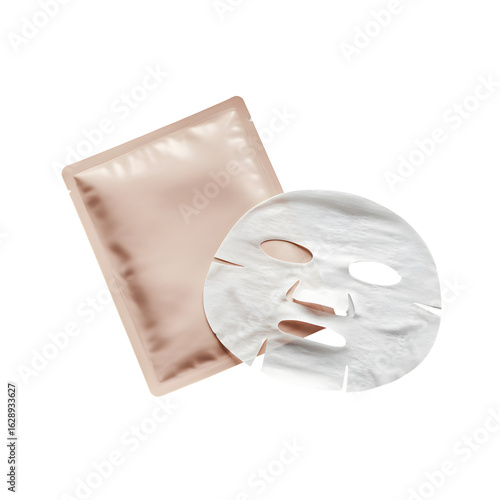 Facial sheet mask and sachet, promoting skincare, relaxation, and self-care routines for healthy skin