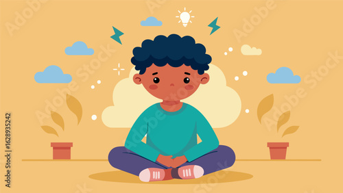 A child with anxiety finally feeling a sense of calm and control after learning coping mechanisms in therapy..
