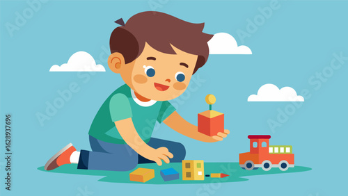 A child plays with a toy fully engrossed in their imagination and eagerly exploring each detail..