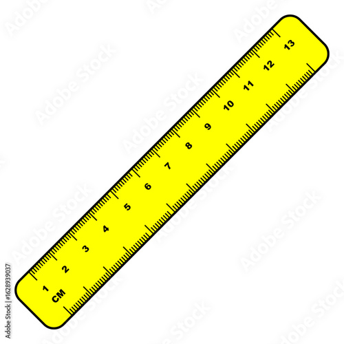 Vector illustration of a yellow ruler with centimeter markings. A measuring tool for education, science, or design projects.