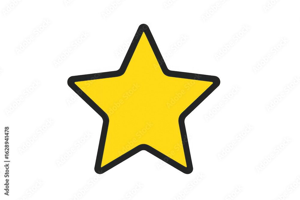 Simple yellow star icon with black outline, isolated on a transparent background, symbolizes achievement, quality, rating, or feedback Simple yellow star icon with black outline, isolated on a transparent background, symbolizes achievement, quality, rating, or feedback