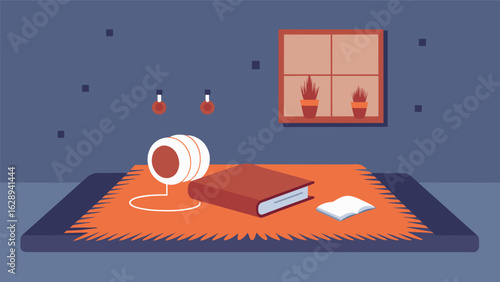 A plush area rug adding a touch of warmth and elegance to the listening space while also providing sound insulation. Vector illustration