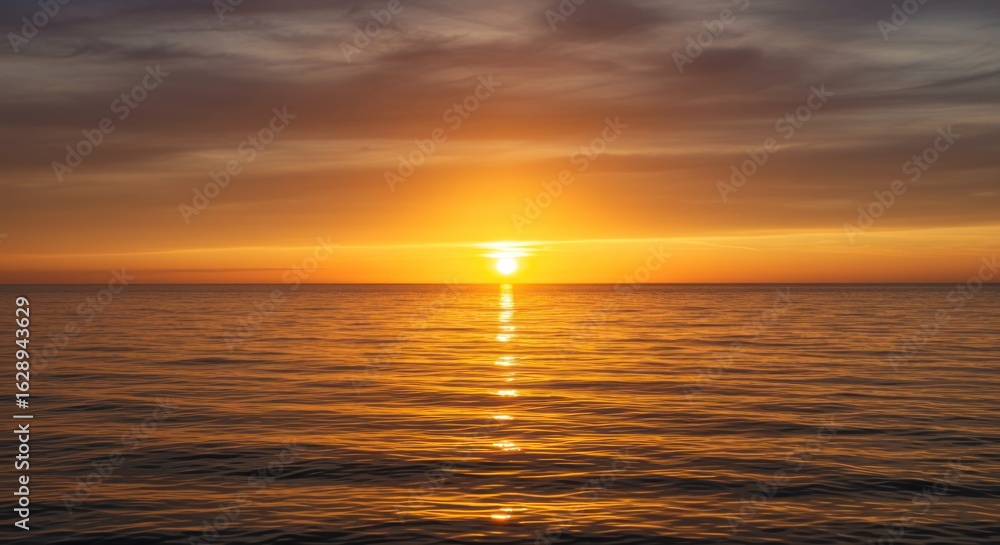 Obraz premium Golden sunset over tranquil sea