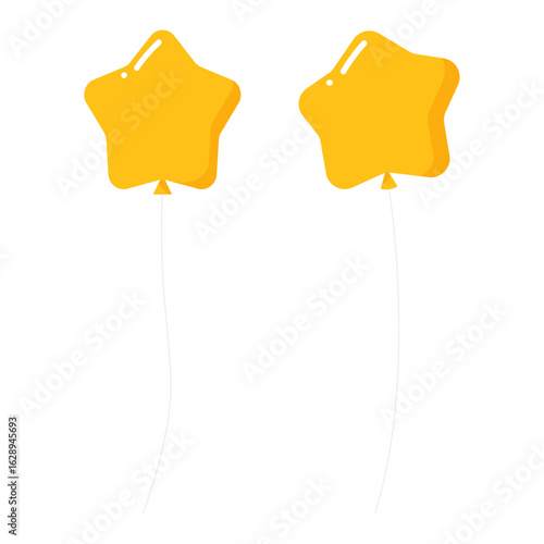 星型の風船のイラストセット、アイコン、デコレーション素材