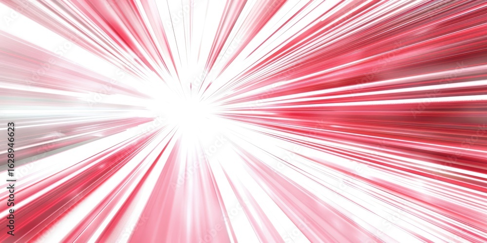 Obraz premium Red light speed burst, futuristic tunnel, motion blur, white background, design element