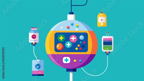 A large round infusion pump labeled with colorful pictures and numbers precisely delivering ketamine into a patients body..