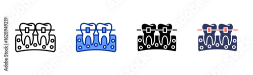 Orthodontics icon sheet multiple style collection