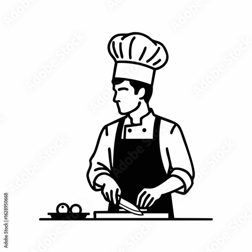 Chef Preparing Ingredients in Kitchen for Culinary Blogs, Cooking Websites, Recipe Cards, Food Education, and Culinary Awareness  