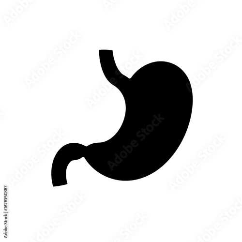 Simple black silhouette of a human stomach.