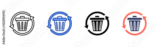Waste icon sheet multiple style collection