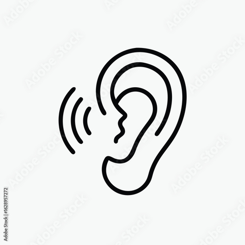 Hearing and Sound Waves Icon – Minimalist Ear Symbol