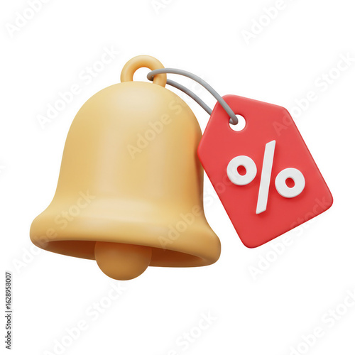 Get notified about sales and discounts with this promotional bell and tag image