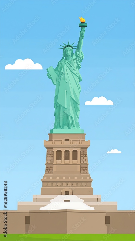 Fototapeta premium Cartoon Statue of Liberty