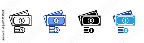 Money icon sheet multiple style collection