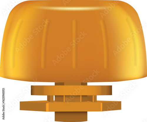 Yellow plastic cap for pouch bag, realistic vector illustration of 3D doy-pack bag packaging spout lid mockup front view