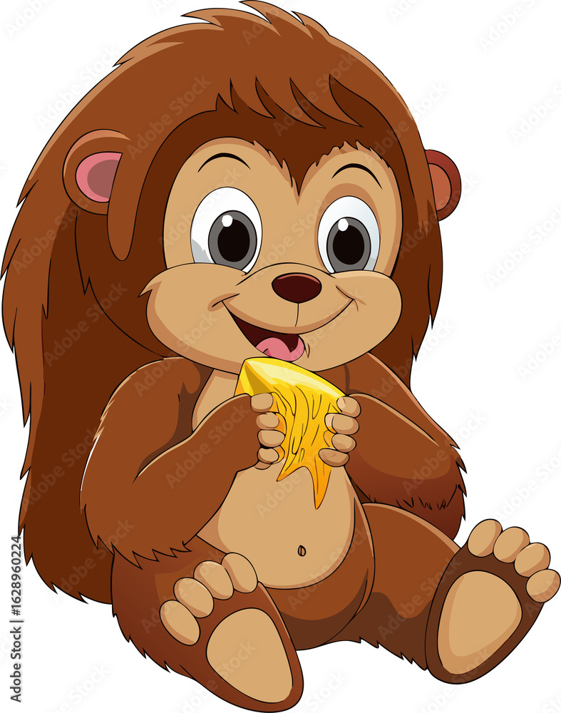 Fototapeta premium baby bear eating honey clipart, baby bear illustration, illustration design