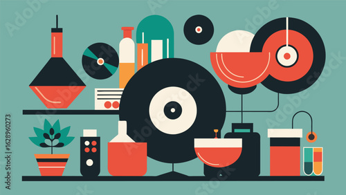 A design studio has developed a line of stylish home decor pieces made from melted down vinyl records offering a unique and ecofriendly way to Vector illustration
