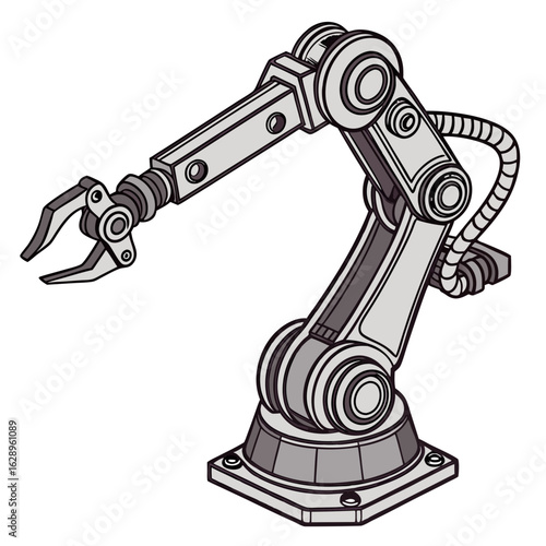 Grey Robotic Arm Mechanical Engineering Illustration