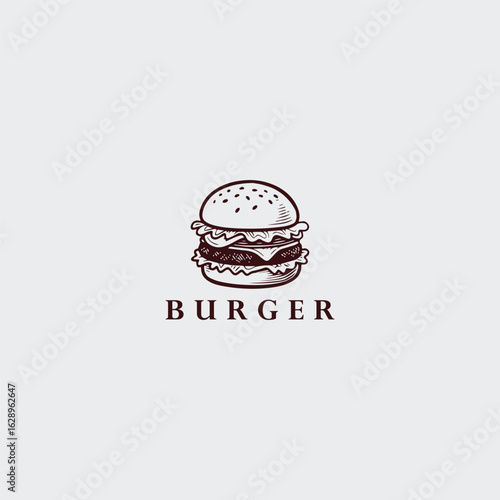 Burger logo style icon design template vector illustration 